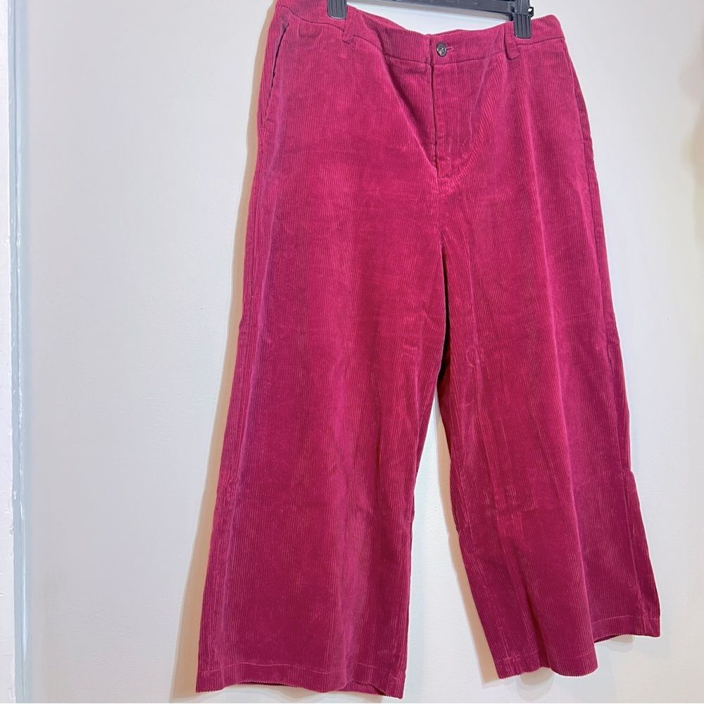 Women’s Eloquii Maroon Corduroy Wide Leg Crop Pants